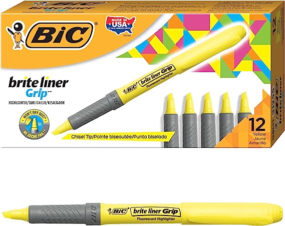 BIC BRITE LINER XL HIGHLIGHTER YELLOW